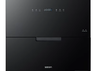 Sacon Black Built in Kitchen Appliance with Digital Display and Drawer Design 3d model