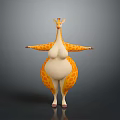 Chubby Cartoon Giraffe Character With Yellow Brown Spots Stretching Arms Standing