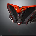 Futuristic Sci Fi Mechanical Snake Head With Red Black Armor And Yellow Glowing Eyes