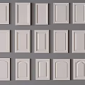 White Kitchen Cabinet Doors With Various Designs And Styles On Gray Background 3d model