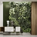 Luxurious Pool Room Interior With Green Felt Table Wine Cabinet And Large Vertical Plant Wall