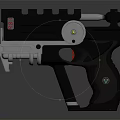 Futuristic Sci Fi Weapon Pistol With Black Silver Finish And Mechanical Details