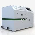 White Commercial Equipment with Green Stripes Display Screen Control Panel and Wheels for Industrial Use