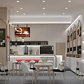 Panama Cafe Modern Interior With Hanging Chandeliers Pastry Display Cases And Bar Counter