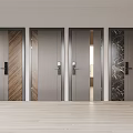 Modern Security Doors With Wood Grain Marble Texture And Solid Color Panels 3d model