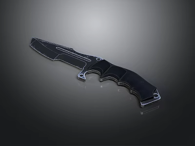 Modern Tactical Knife With Black Handle And Sharp Metal Blade 3d model