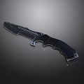 Modern Tactical Knife With Black Handle And Sharp Metal Blade