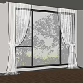 White Sheer Curtains Decorating Bright Window With Green Outdoor Plants