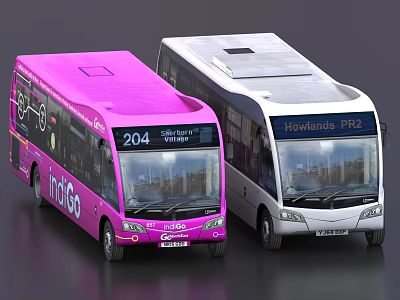 Two City Buses With Vibrant Looks And Route Displays 3d model