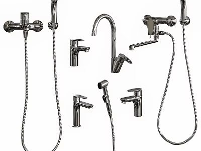 Modern Shower System With Fixed Head Handheld Sprayer Faucet And Flexible Hose 3d model