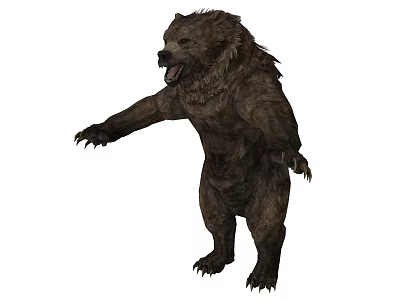 Standing Reptile With Open Mouth And Extended Limbs On White Background 3d model