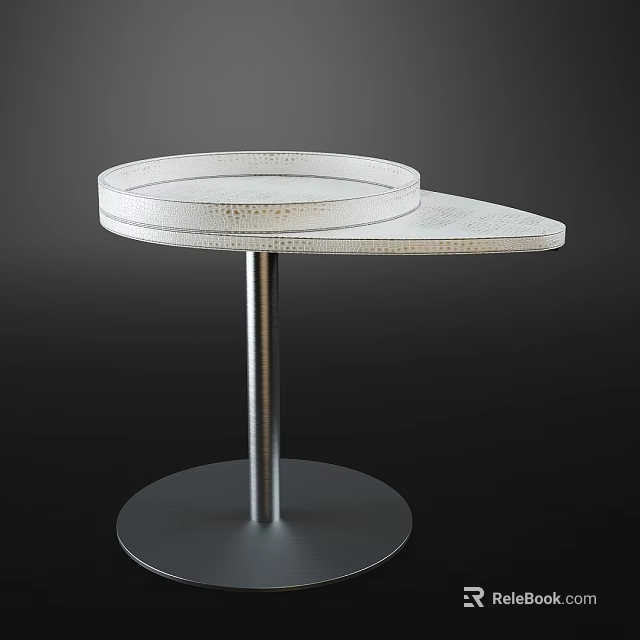 Modern Round Side Table With Smooth Tray Top And Metal Base 3d model 