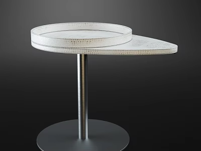 Modern Round Side Table With Smooth Tray Top And Metal Base 3d model