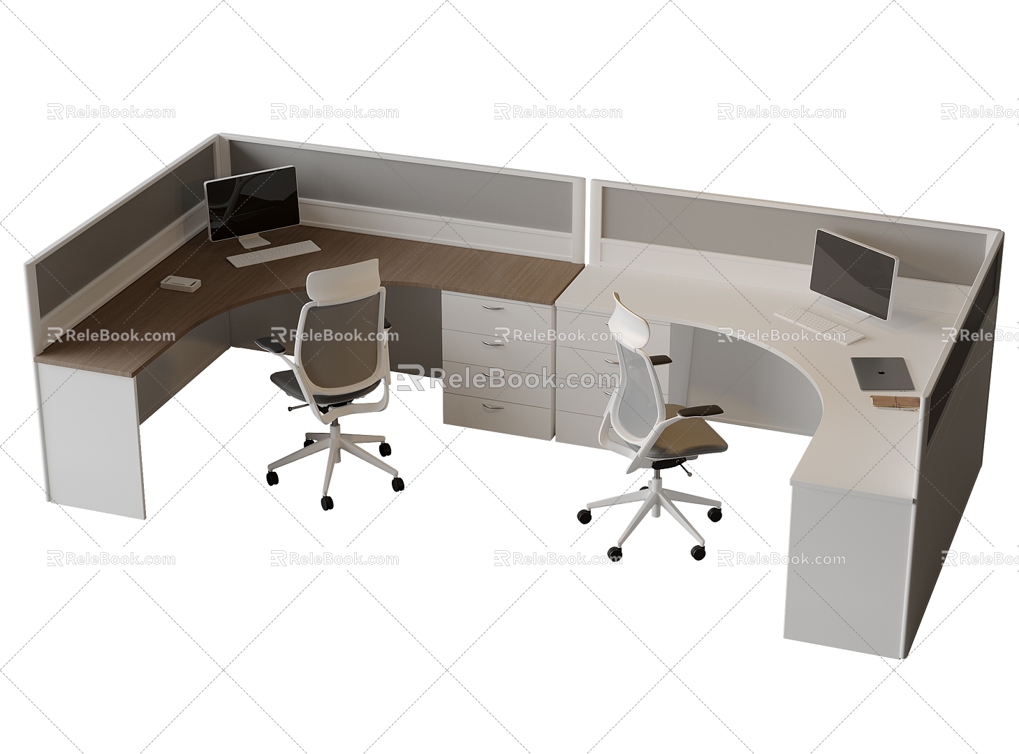 Office Table and Chair Combination Staff Station Computer Table and Chair Rotatable Chair E-Sports Chair Staff Station 3d model