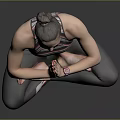 Woman Practicing Yoga In Cross Legged Pose With Namaste Hands Wearing Sportswear Against Gray Background