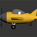Yellow Single Seat Toy Passenger Plane With Propeller 3D Model Design 3d model