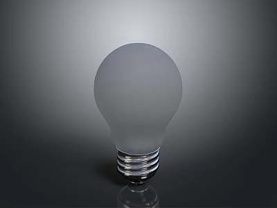 White Light Bulb With Smooth Exterior And Shiny Metal Base On Dark Gray Background 3d model