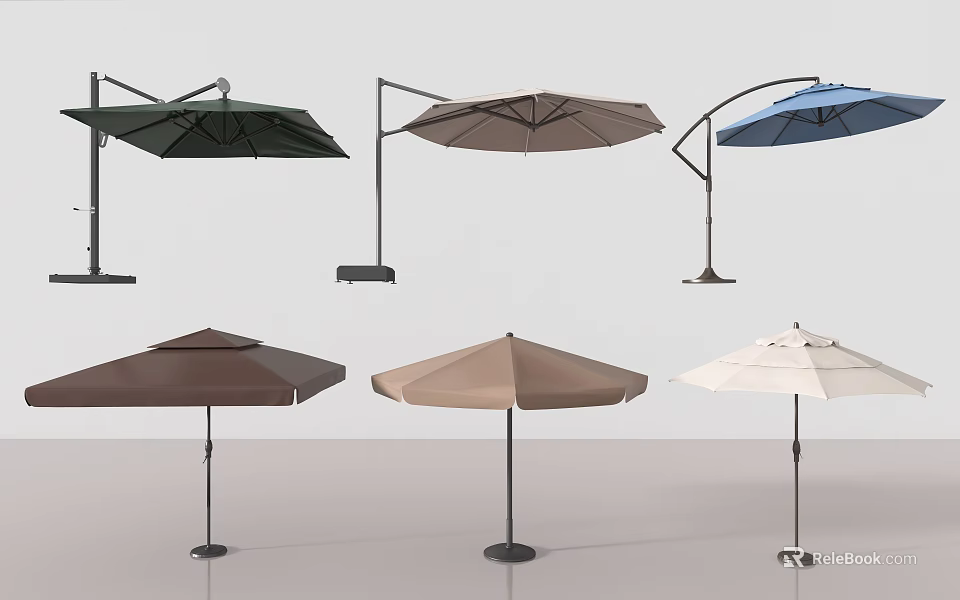 Outdoor Umbrella Style Sunshade Canopies With Various Colors For Garden Patio 3d model 