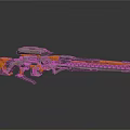 Futuristic Sci Fi Gun With Orange Black Color And Mechanical Long Barrel Design 3d model