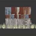 Small Residential House With Wooden Walls Red And Blue Striped Roof Surrounded By Green Grass