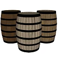 Decorative Barrel Decor Set with Wooden Staves and Metal Hoops Three Assorted Color Barrels