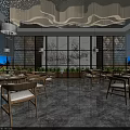 Luxurious Restaurant Interior Design With Elegant Dining Tables And Pendant Lights 3d model