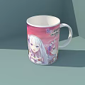 Anime Themed Cup With ReZero Text And Pink Purple Gradient Background 3d model