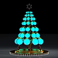 Decorative Christmas Tree with Blue Balls Star on Top and Golden Base