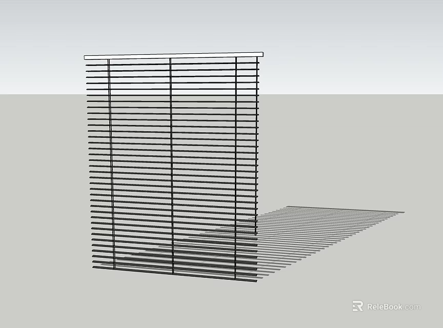 Modern Curtain Blinds With Vertical Black Slats And Light Shadow Effect 3d model 