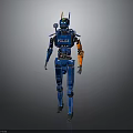 3D Blue Police Robot Character Design With Futuristic Mechanical Armor And Details