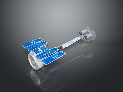 Modern Satellite With Blue Solar Panels White Structural Components And Reflective Surface 3d model
