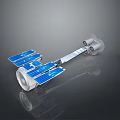 Modern Satellite With Blue Solar Panels White Structural Components And Reflective Surface
