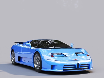 Hyundai Blue Car sports car Bugatti Veyron 3d model