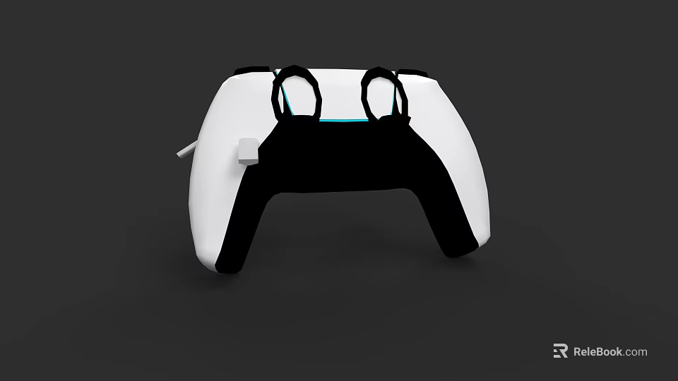 White And Black Game Controller With Ergonomic Design Wired Connection And Joysticks 3d model 