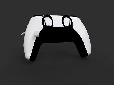 White And Black Game Controller With Ergonomic Design Wired Connection And Joysticks 3d model