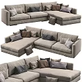 Modern Light Gray Fabric Two Seater Sofa With Multiple Decorative Pillows 3d model