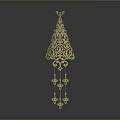 Golden Conical Hanging Decor With Intricate Hollow Patterns For Home Decoration