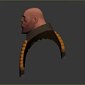 Serious Bald Game Movie Character With Dark Coat Red Inner Shirt And Shoulder Bullet Belt