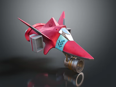 Red Aircraft Model With Sharp Nose Blue Accents And Silver Engine Parts 3d model