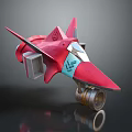 Red Aircraft Model With Sharp Nose Blue Accents And Silver Engine Parts 3d model