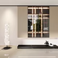Modern Bookshelf Design With LED Lighting Glass Doors And Decorative Elements For Living Room