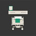 Hospital Bed Medical Equipment with Adjustable Features Control Panel Wheels and Green Mattress