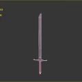 Medieval Sword With Long Slender Blade Brown Textured Hilt Simple Design On Gray Gradient Background