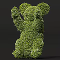 Lush Green Shrubs Trimmed Into Bear And Monkey Figures Hanging From Tree Branches 3d model