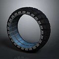 3D Rendered Modern Tire With Black Outer Tread And Blue Inner Structure