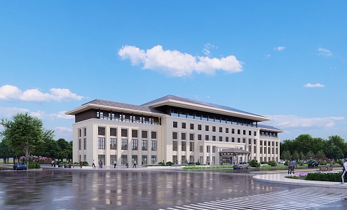 New Chinese style office building administrative complex building 3d model