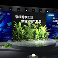 Leading Digital Industry Stage With Green Plants Blue Backdrops Empowering Electrical Society