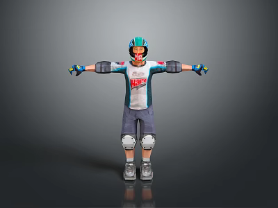 Game and Movie Character 3D Model in Racing Outfit With Helmet Elbow And Knee Pads 3d model