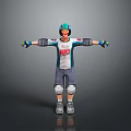 Game and Movie Character 3D Model in Racing Outfit With Helmet Elbow And Knee Pads