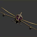 Cosmic Aerospace Inspired Decorative Aircraft Model With Purple And Gold Accents